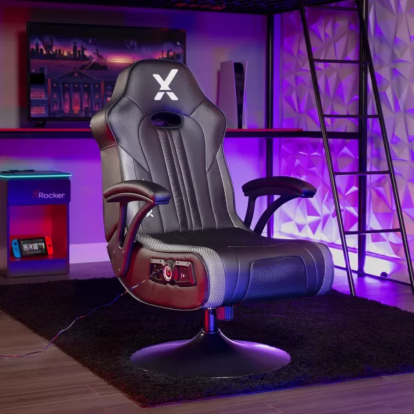 X Rocker Floor Rocker Gaming Chair, 31.5 x 26 x 40.6, Black &amp; Red