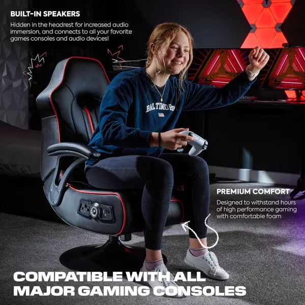 X Rocker Floor Rocker Gaming Chair, 31.5 x 26 x 40.6, Black &amp; Red