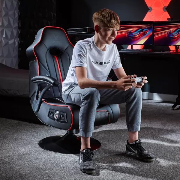 X Rocker Floor Rocker Gaming Chair, 31.5 x 26 x 40.6, Black &amp; Red