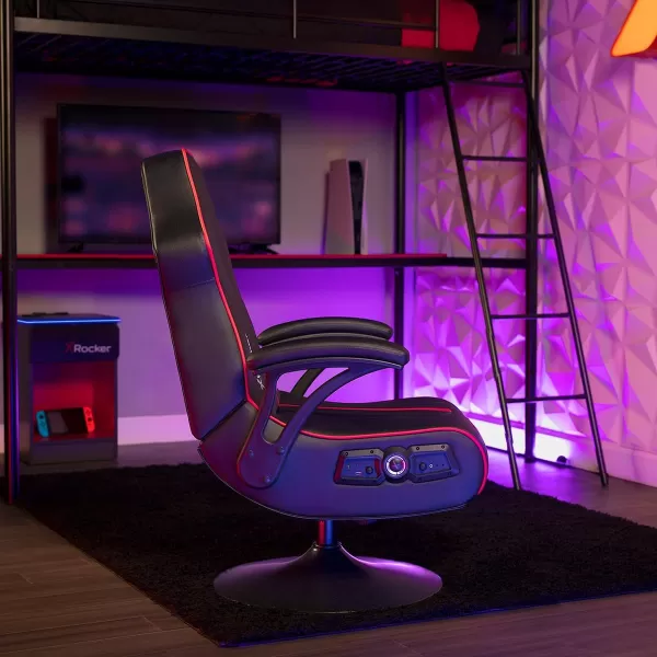 X Rocker Floor Rocker Gaming Chair, 31.5 x 26 x 40.6, Black &amp; Red