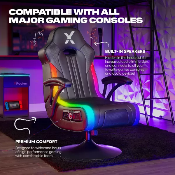 X Rocker Floor Rocker Gaming Chair, 31.5 x 26 x 40.6, Black &amp; Red
