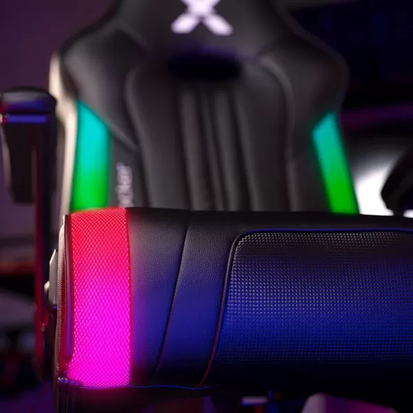 X Rocker Floor Rocker Gaming Chair, 31.5 x 26 x 40.6, Black &amp; Red