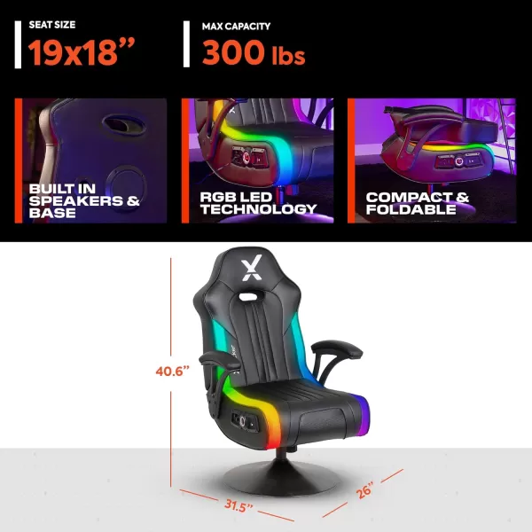 X Rocker Floor Rocker Gaming Chair, 31.5 x 26 x 40.6, Black &amp; Red