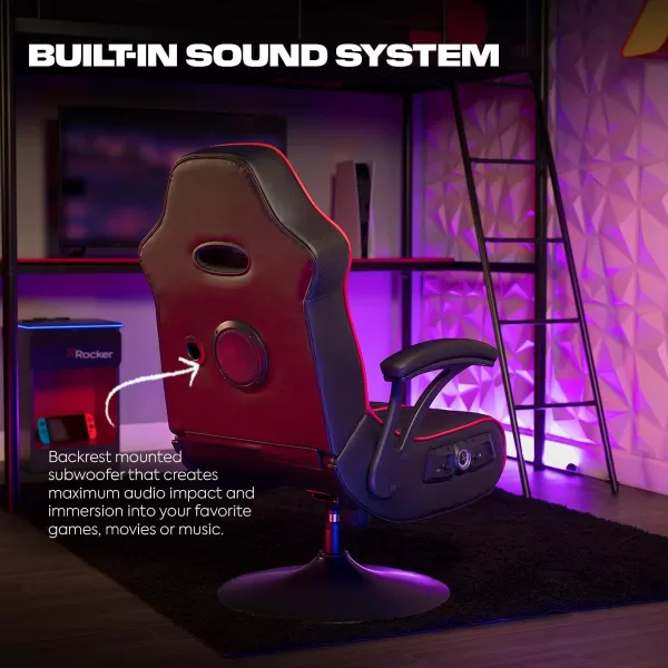 X Rocker Floor Rocker Gaming Chair, 31.5 x 26 x 40.6, Black &amp; Red