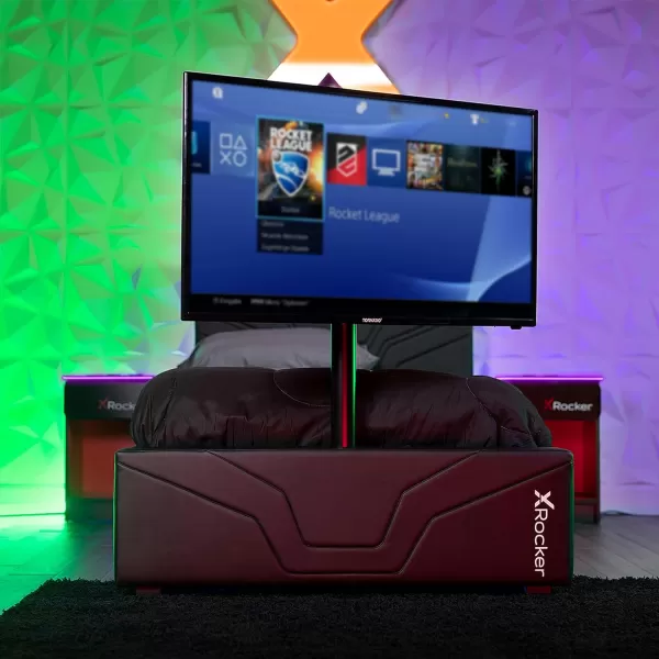 X Rocker Oracle Gaming Bed with TV Mount, Vegan Leather and Durable Metal Frame, 7000401, 82.3" x 41.3" x 42.5", Twin, Black