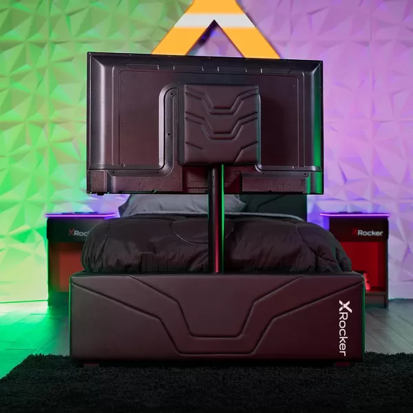 X Rocker Oracle Gaming Bed with TV Mount, Vegan Leather and Durable Metal Frame, 7000401, 82.3" x 41.3" x 42.5", Twin, Black