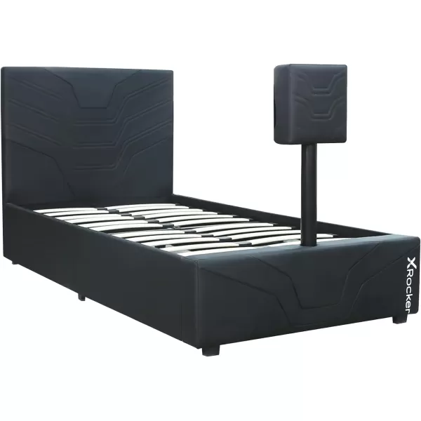 X Rocker Oracle Gaming Bed with TV Mount, Vegan Leather and Durable Metal Frame, 7000401, 82.3" x 41.3" x 42.5", Twin, Black