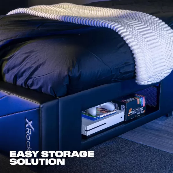 X Rocker Oracle Gaming Bed with TV Mount, Vegan Leather and Durable Metal Frame, 7000401, 82.3" x 41.3" x 42.5", Twin, Black
