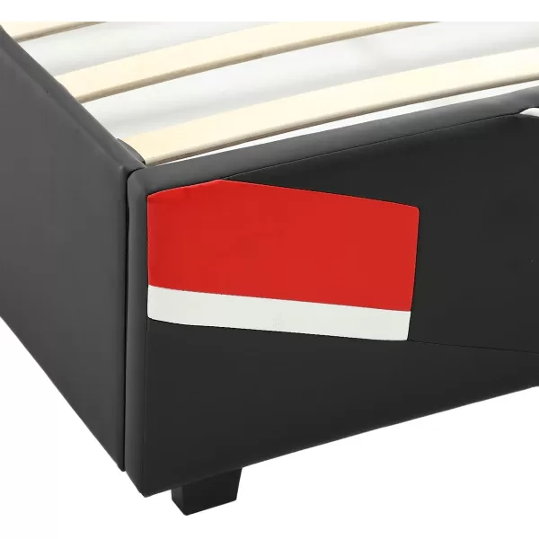 X Rocker Orion eSports Gaming Bed Frame, with TV Mount, Black Faux Leather, Durable Metal Frame, Padded Headboard, 2113501, 82.28" x 41.34" x 42.52", Twin Size
