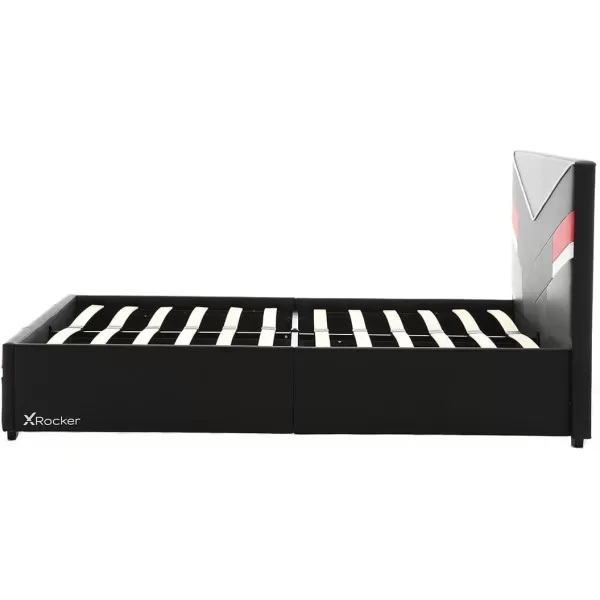 X Rocker Orion eSports Gaming Bed Frame, with TV Mount, Black Faux Leather, Durable Metal Frame, Padded Headboard, 2113501, 82.28" x 41.34" x 42.52", Twin Size