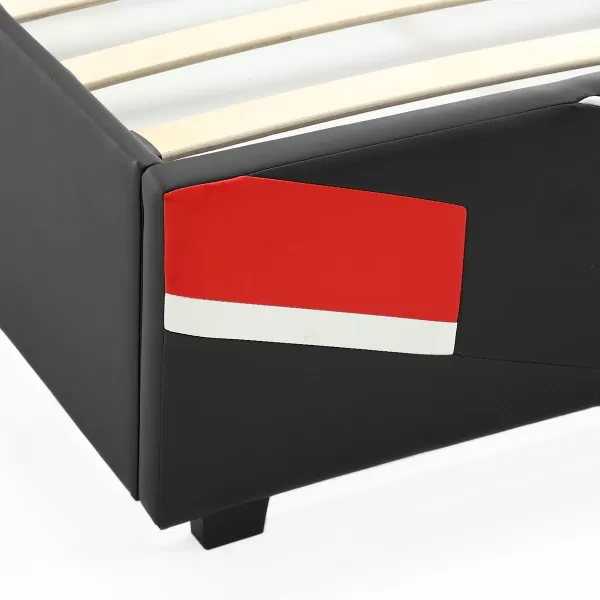 X Rocker Orion eSports Gaming Bed Frame, with TV Mount, Black Faux Leather, Durable Metal Frame, Padded Headboard, 2113501, 82.28" x 41.34" x 42.52", Twin Size