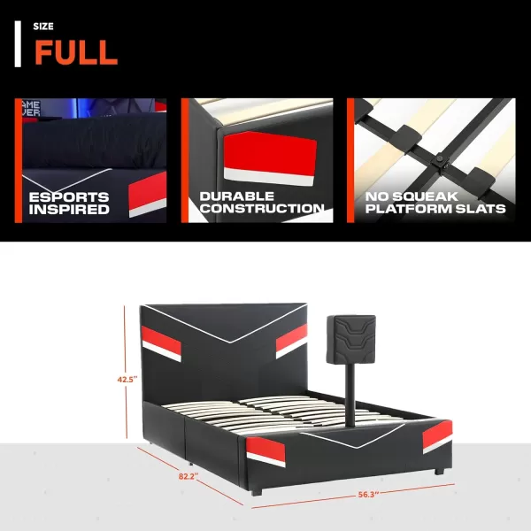 X Rocker Orion eSports Gaming Bed Frame, with TV Mount, Black Faux Leather, Durable Metal Frame, Padded Headboard, 2113501, 82.28" x 41.34" x 42.52", Twin Size