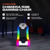 imageX Rocker Chimera Youth Video Gaming Chair RGB LED Lighting and Audio Floor Rocker Chair for Gamers with Headrest Speakers Foldable 200 lbs Max Black ampamp White