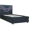 imageX Rocker Cosmos RGB LED Twin Size Platform Gaming Bed Frame Hardwood Slat Support Vegan Leather Upholstered Headboard Black