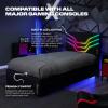 imageX Rocker Cosmos RGB LED Twin Size Platform Gaming Bed Frame Hardwood Slat Support Vegan Leather Upholstered Headboard Black