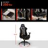 imageX Rocker Elite PC Video Gaming Chair with Footrest Adjustable Ergonomic Office Desk Chair for Computer Gamers with Wheels Vegan Leather Black ampamp White
