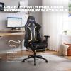 imageX Rocker Elite PC Video Gaming Chair with Footrest Adjustable Ergonomic Office Desk Chair for Computer Gamers with Wheels Vegan Leather Black ampamp White