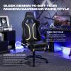 imageX Rocker Elite PC Video Gaming Chair with Footrest Adjustable Ergonomic Office Desk Chair for Computer Gamers with Wheels Vegan Leather Black ampamp White