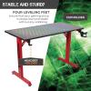imageX Rocker Hex PC Modern Gaming Desk with Headset Hook and Cup Holder Textured Carbon Fiber 721601 4724quot x 2362quot x 2913quot Black and RedHex Pattern