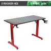 imageX Rocker Hex PC Modern Gaming Desk with Headset Hook and Cup Holder Textured Carbon Fiber 721601 4724quot x 2362quot x 2913quot Black and RedHex Pattern
