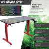 imageX Rocker Hex PC Modern Gaming Desk with Headset Hook and Cup Holder Textured Carbon Fiber 721601 4724quot x 2362quot x 2913quot Black and RedHex Pattern