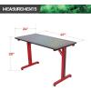 imageX Rocker Hex PC Modern Gaming Desk with Headset Hook and Cup Holder Textured Carbon Fiber 721601 4724quot x 2362quot x 2913quot Black and RedHex Pattern