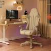 imageX Rocker Mysa PC Video Gaming Chair Executive Ergonomic Office Desk Chair with Wheels Vegan Leather Gray and PinkGray  Gray Base