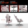 imageX Rocker Mysa PC Video Gaming Chair Executive Ergonomic Office Desk Chair with Wheels Vegan Leather Gray and PinkGrayPink  Gray Base
