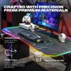 imageX Rocker XL Gaming Desk 55 Inch PC Computer Gamer Desk with RGB LED Dynamic Lighting Large Surface Builtin Headset and Cup Holder Pulsar Black