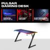 imageX Rocker XL Gaming Desk 55 Inch PC Computer Gamer Desk with RGB LED Dynamic Lighting Large Surface Builtin Headset and Cup Holder Pulsar Black