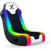 imageX Rocker Chimera Youth Video Gaming Chair RGB LED Lighting and Audio Floor Rocker Chair for Gamers with Headrest Speakers Foldable 200 lbs Max Black ampamp White