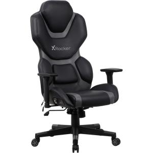 imageX Rocker Zeta PC Office Gaming Chair Adjustable Seat and Armrest Swivel Base Faux Leather 780201 2736quot x 2756quot x 4843quot Black and Gray
