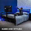 image:imageX Rocker Basecamp Full Size Gaming Bed Rotating TV Mount with Vented Console Storage Metal Mesh Frame with Slats Amazon Exclusive BlackBlack
