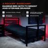 image:imageX Rocker Basecamp Full Size Gaming Bed Rotating TV Mount with Vented Console Storage Metal Mesh Frame with Slats Amazon Exclusive BlackBlack