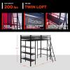 image:imageX Rocker Gaming Bed Twin Size Loft Bunk Durable Black Metal Frame Builtin Shelving for PC Computer Video Gamer Bedroom for Teen Boys GirlsFortress
