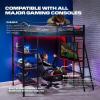 image:imageX Rocker Gaming Bed Twin Size Loft Bunk Durable Black Metal Frame Builtin Shelving for PC Computer Video Gamer Bedroom for Teen Boys GirlsFortress