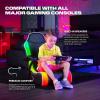 image:imageX Rocker Video Gaming Floor Rocker Chair Builtin Audio Foldable for Gamers Bedroom or Game Room for Boys Girls Teens 517 Gifts for GamersEmerald Black RGB LED