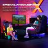 image:imageX Rocker Video Gaming Floor Rocker Chair Builtin Audio Foldable for Gamers Bedroom or Game Room for Boys Girls Teens 517 Gifts for GamersEmerald Black RGB LED