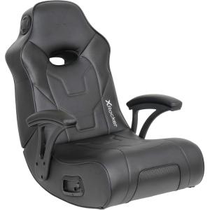 image:imageX Rocker Video Gaming Floor Rocker Chair Builtin Audio College Dorm Essentials for Guys and Girls Bedroom Foldable Gifts for GamersGForce Black