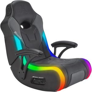 image:imageX Rocker Video Gaming Floor Rocker Chair Builtin Audio College Dorm Essentials for Guys and Girls Bedroom Foldable Gifts for GamersGForce RGB LED