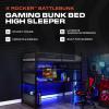 image:imageX Rocker Gaming Bed Twin Size Loft Bunk Durable Black Metal Frame Builtin Shelving for PC Computer Video Gamer Bedroom for Teen Boys GirlsBattleBunk