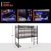 image:imageX Rocker Gaming Bed Twin Size Loft Bunk Durable Black Metal Frame Builtin Shelving for PC Computer Video Gamer Bedroom for Teen Boys GirlsBattleBunk