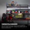 image:imageX Rocker Gaming Bed Twin Size Loft Bunk Durable Black Metal Frame Builtin Shelving for PC Computer Video Gamer Bedroom for Teen Boys GirlsBattleBunk