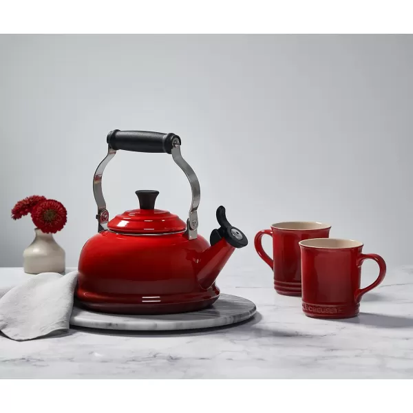 Le Creuset Enamel On Steel Whistling Tea Kettle with Gold Knob and Brackets, 1.7 qt., Rhone