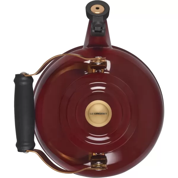 Le Creuset Enamel On Steel Whistling Tea Kettle with Gold Knob and Brackets, 1.7 qt., Rhone