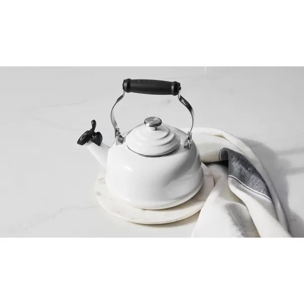 Le Creuset Enamel On Steel Whistling Tea Kettle with Gold Knob and Brackets, 1.7 qt., Rhone