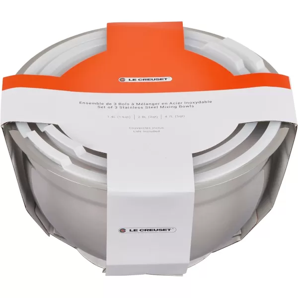Le Creuset Set of 3 Stackable Colanders, Large, Stainless Steel