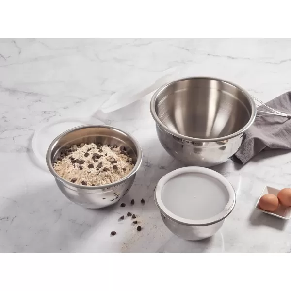 Le Creuset Set of 3 Stackable Colanders, Large, Stainless Steel