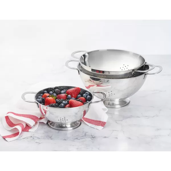 Le Creuset Set of 3 Stackable Colanders, Large, Stainless Steel
