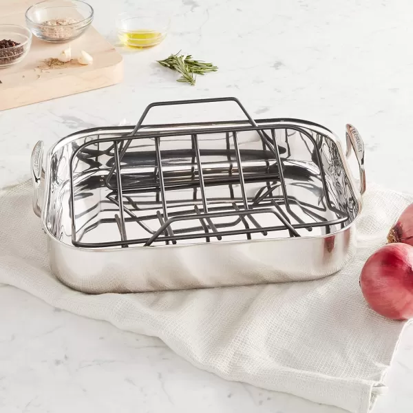 Le Creuset Stainless Steel Roasting Pan with Nonstick Rack, 16.25" x 13.25", Large